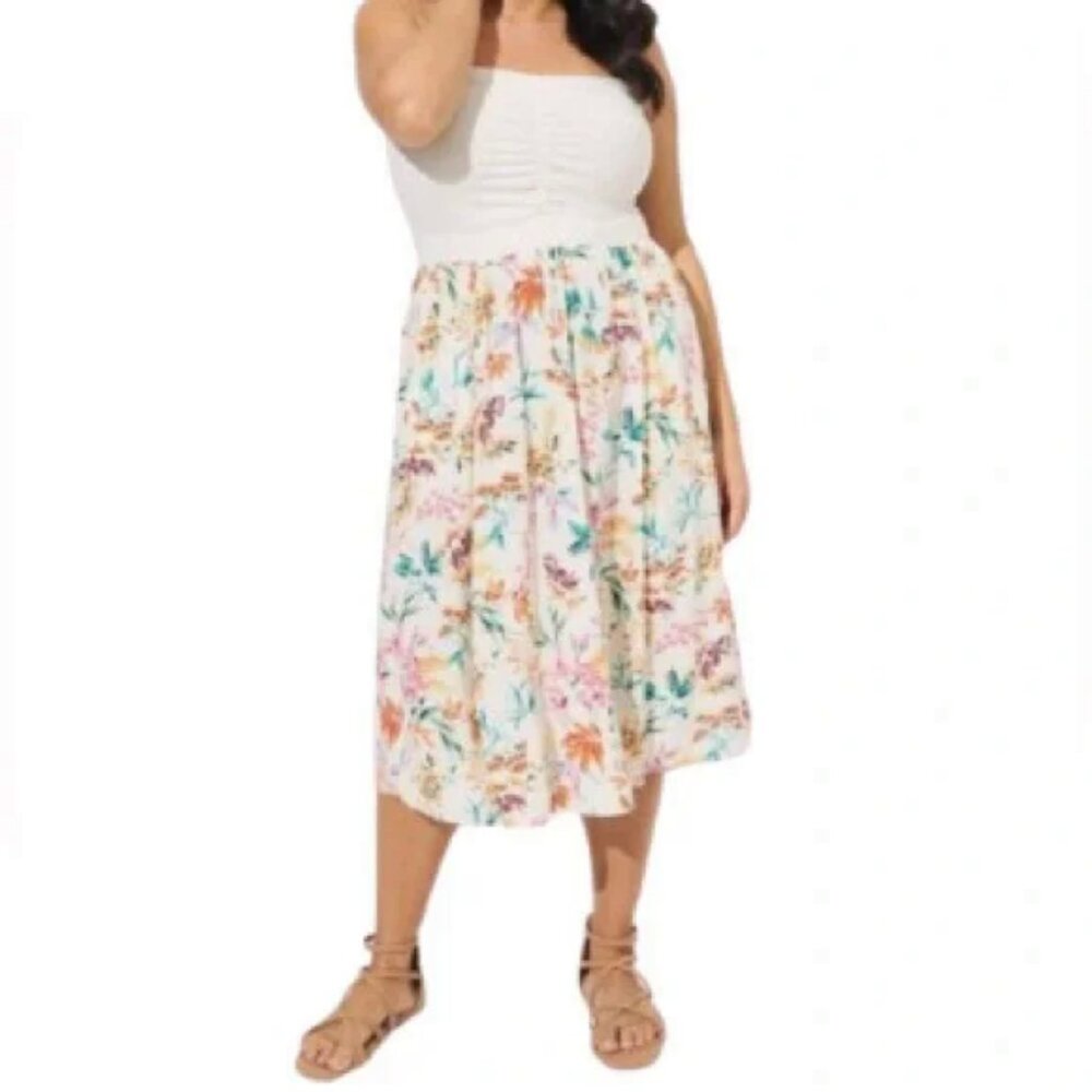 Torrid Midi Jersey Challis Sweetheart Tube Dress